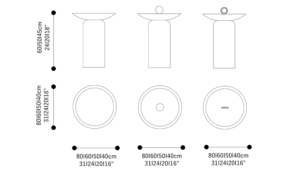Image of the main dimensions of the product